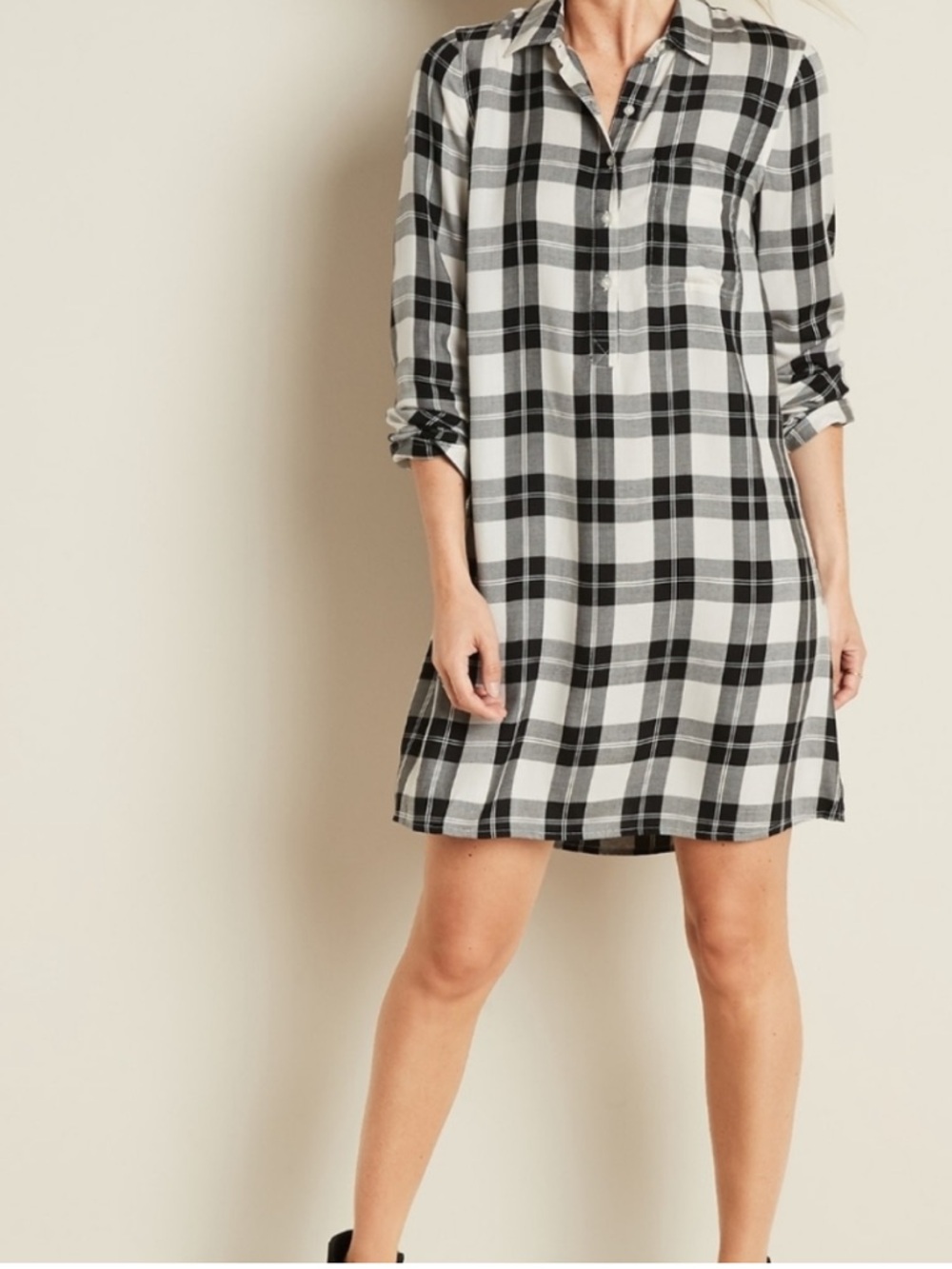Old Navy Plaid Popover Shirtdress
